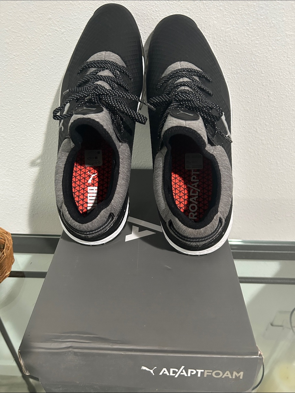Puma Men’s Black & Gray Road Adapt Foam Athletic Sneakers with Red Insole